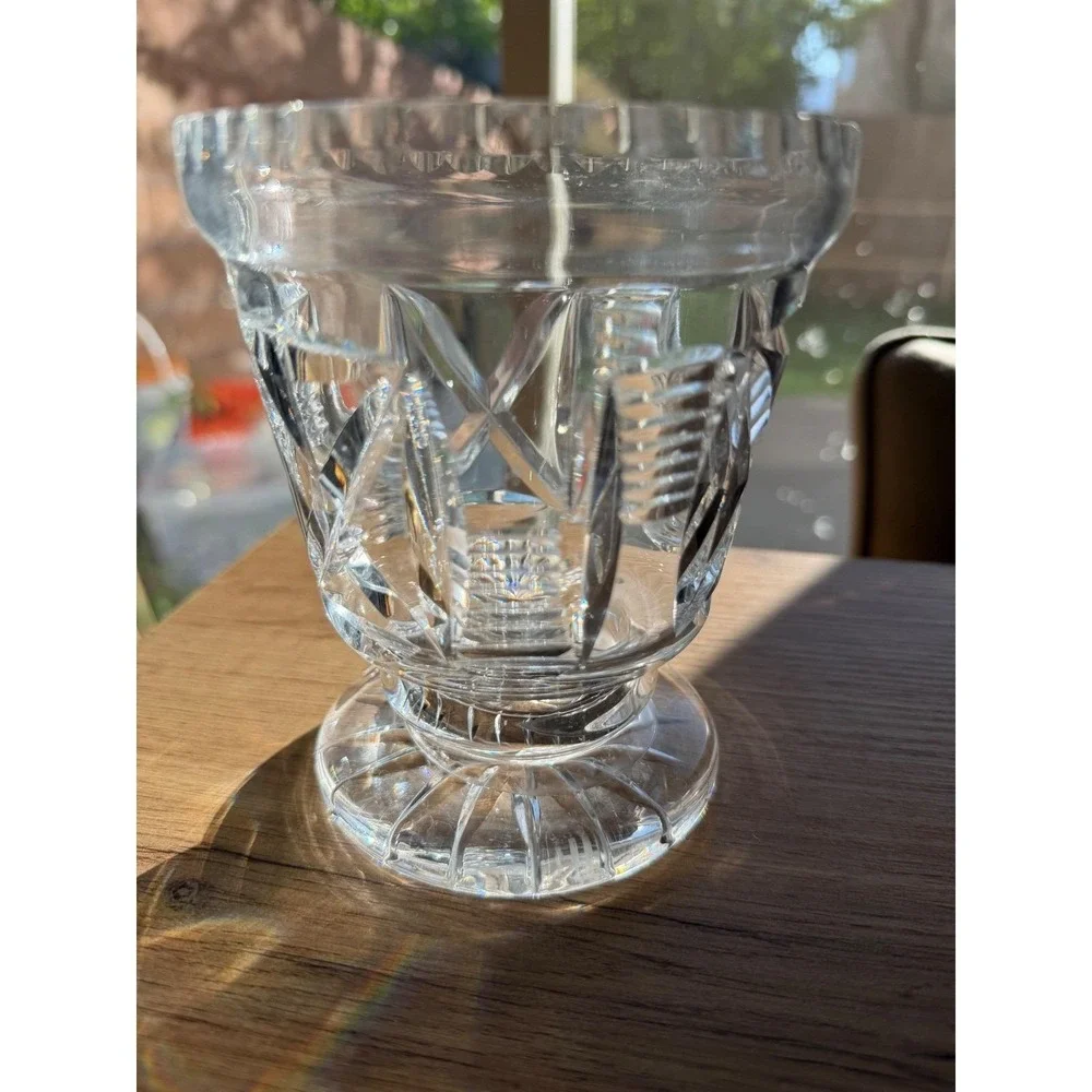 Vintage American Brilliant Style Cut Crystal Creamer Sugar Bowl & Spooner Set